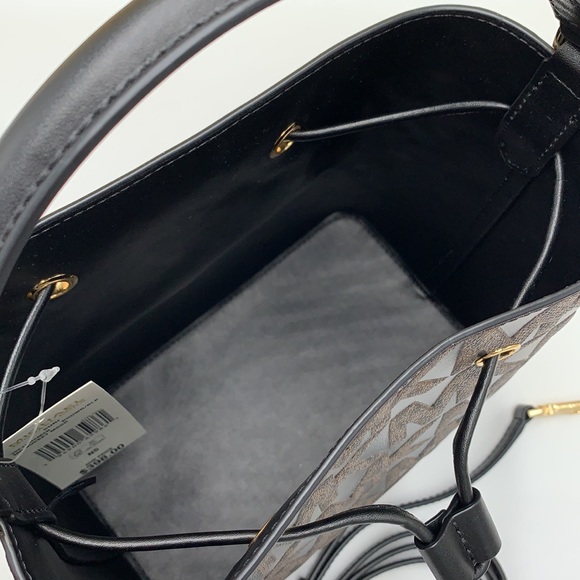 MICHAEL KORS SURI MEDIUM BUCKET MESSENGER BAG BROWN/BLACK SIGNATURE - Picture 9 of 16